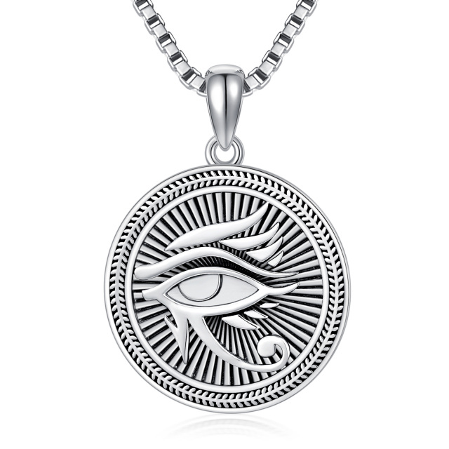 Sterling Silver Devil's Eye Pendant Necklace for Men-0