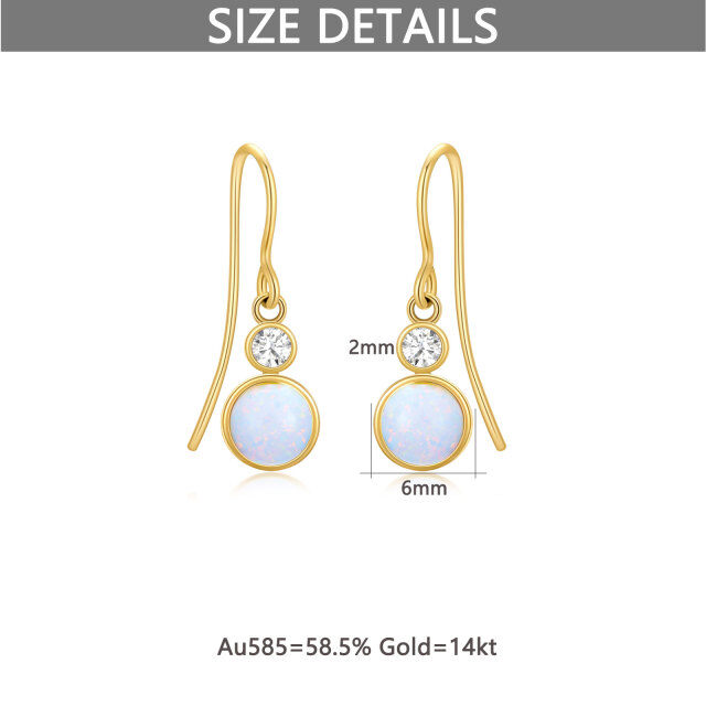 14K Gold Opal Round Drop Earrings-4