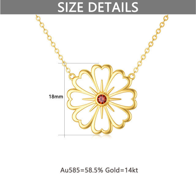 14K Gold Circular Shaped Cubic Zirconia Daisy Pendant Necklace-4