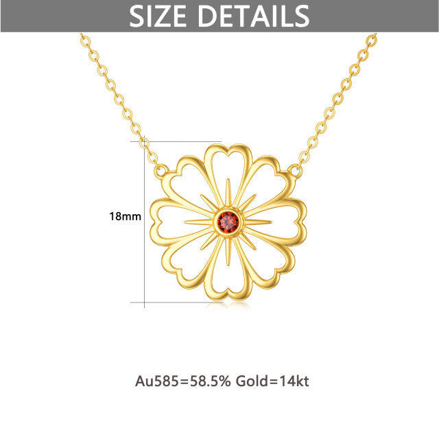 Colar com pingente de flor com zircônia cúbica em colar de flores em ouro amarelo 14K-4