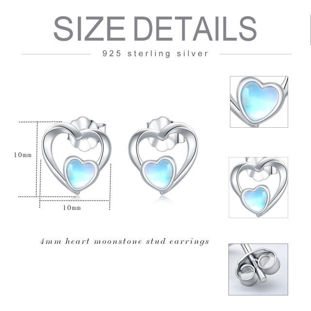 Heart Moonstone Earrings Ladies 925 Sterling Silver Moonstone Heart Jewelry Gift for Women Girls-5