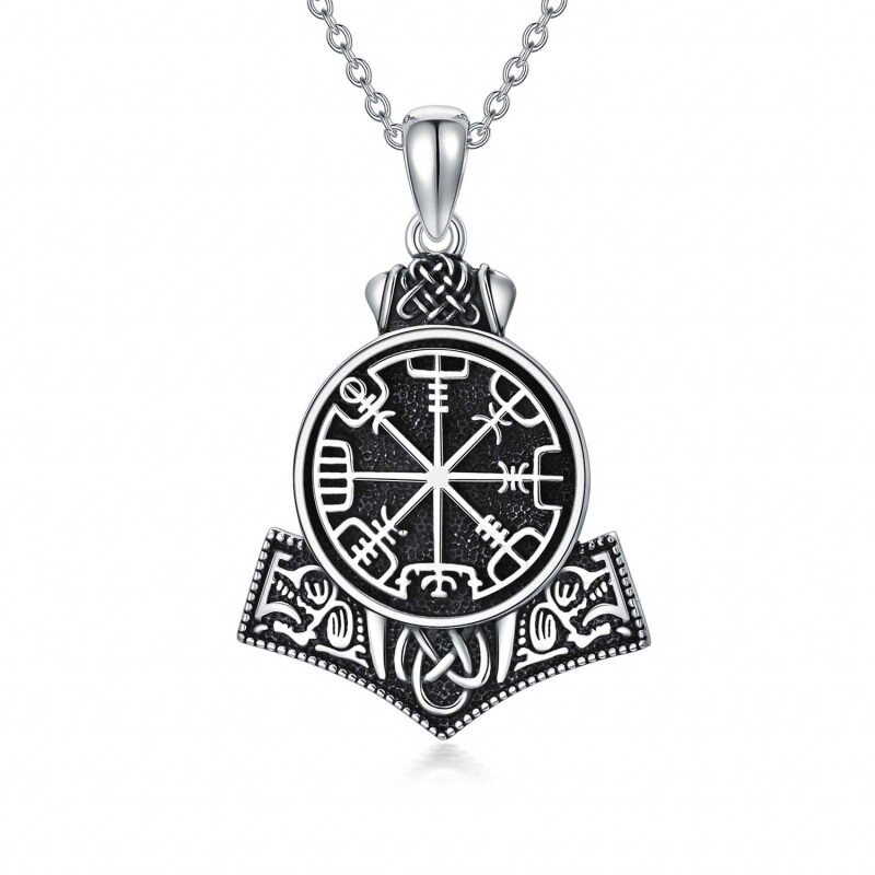 Sterling Silver Viking Rune Pendant Necklace for Men