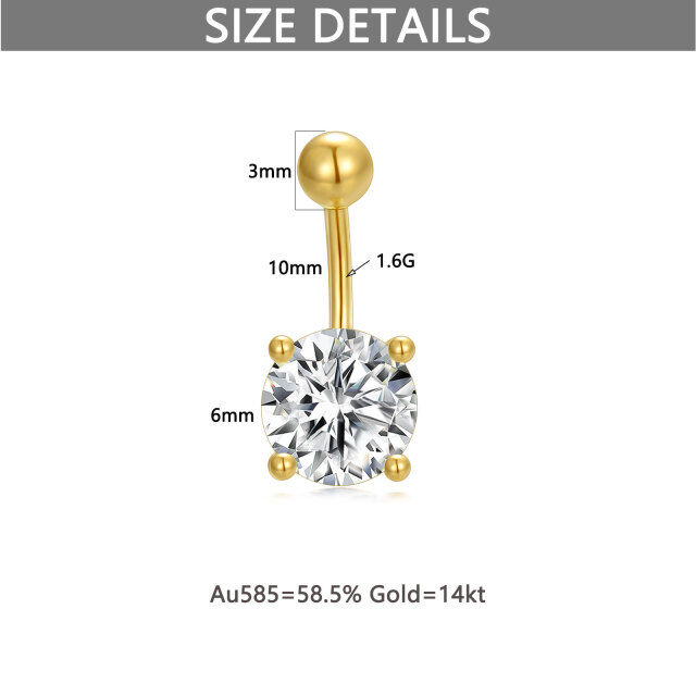 14K Gold Circular Shaped Cubic Zirconia Belly Button Ring-5