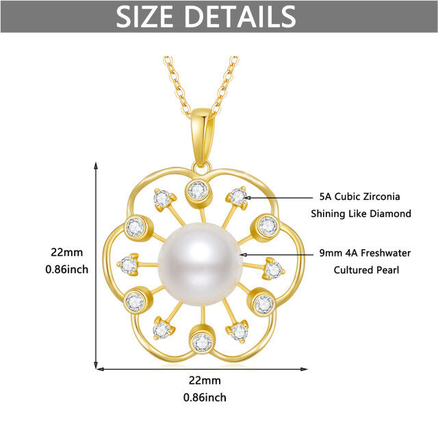 Colar de pérola em formato circular com extensor de ouro 14K 18 1 1 polegadas-3