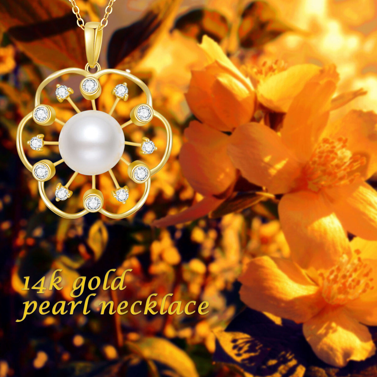 Collar de hilo de perlas de forma circular de oro de 14 quilates de 18 1 1 pulgadas de extensión-5