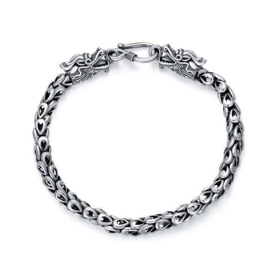 925 Sterling Silver Dragon Bracelet for Men Heavy Punk Bracelet Cool Gothic Bracelet 8 Inches Jewelry Gifts for Father's Day Valentine's Day Birthday