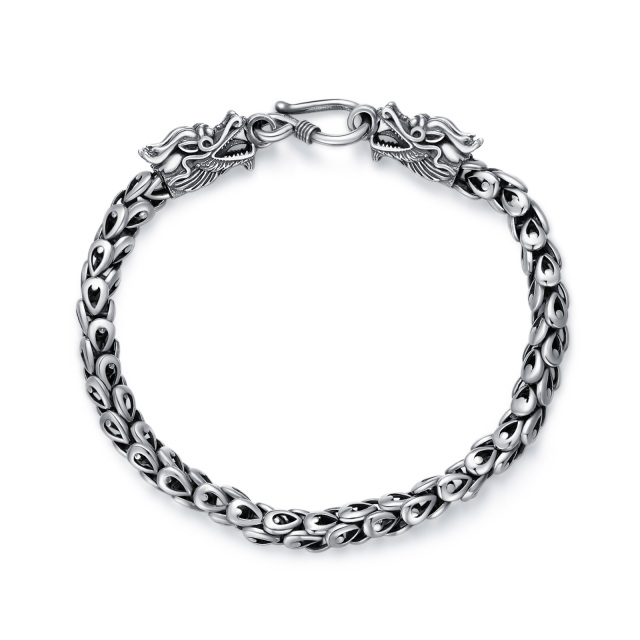 Pulsera de plata de ley con cadena de dragón para hombre-0