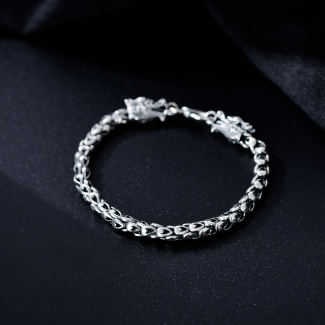 Bracelet en argent sterling avec chaîne de dragon pour hommes-2