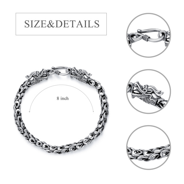 Sterling Silver Dragon Chain Bracelet for Men-4