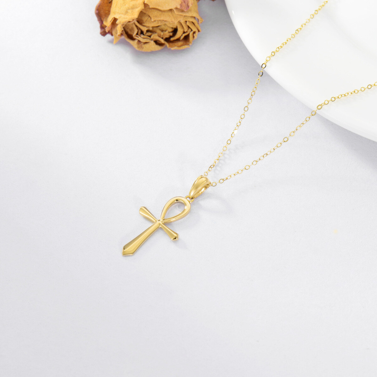 14K Gold Cross Pendant Necklace-4