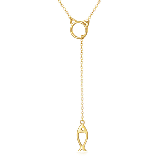 14K Gold Fish Non-adjustable Y-Necklace-4