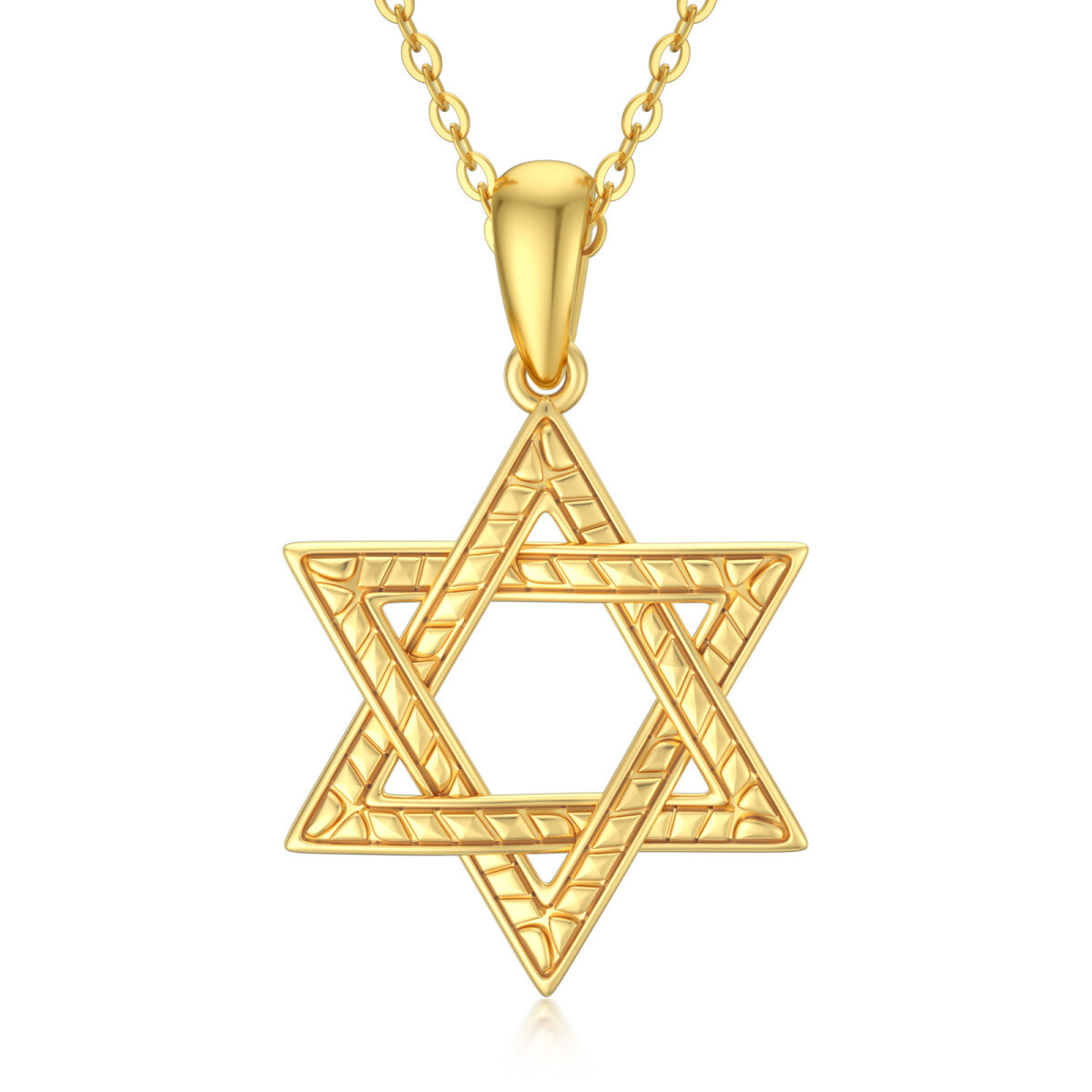 14K Gold Star Of David Pendant Necklace-1