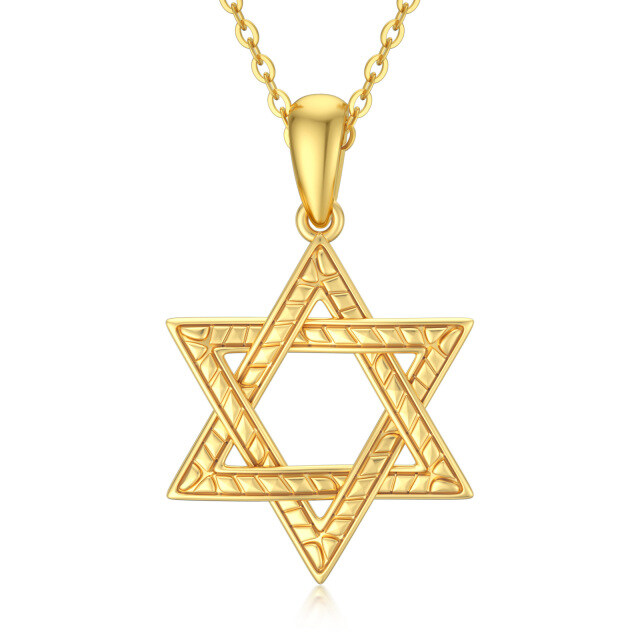 14K Gold Star Of David Pendant Necklace-0