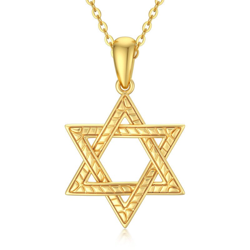 14K Gold Star Of David Pendant Necklace