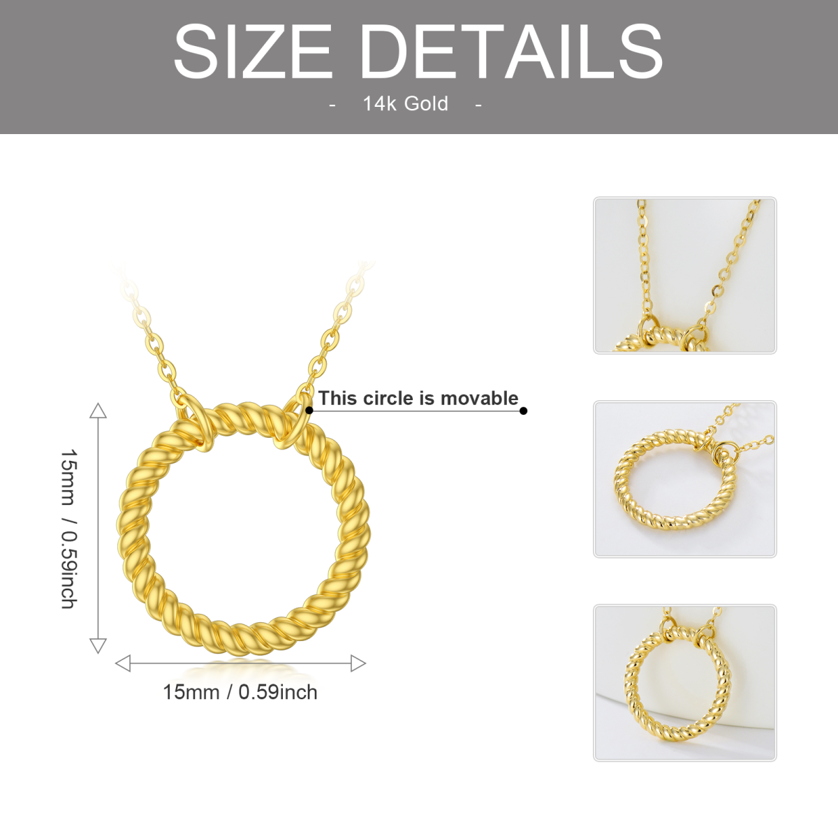14K Gold Circle Circle Pendant Necklace-5