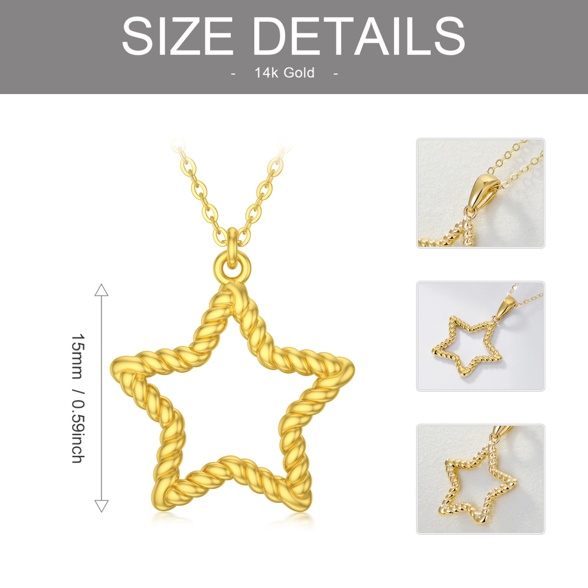 14K Gold Star Pendant Necklace-5