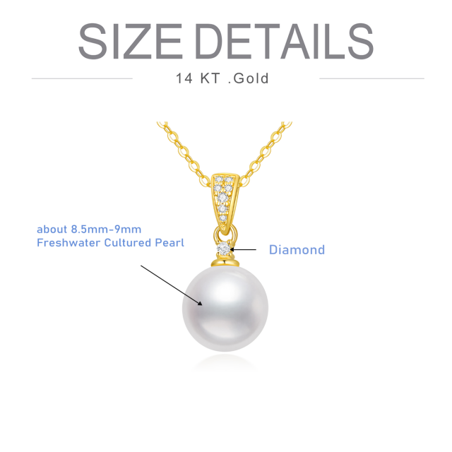 Presentes de colar de diamante de pérola única em ouro amarelo 14k para mulheres e meninas-1