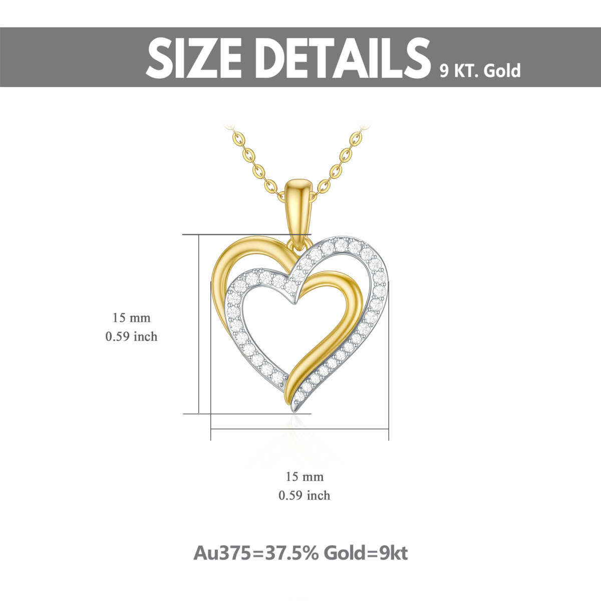 9K White Gold & Yellow Gold Cubic Zirconia Alcoholics Anonymous & Heart Pendant Necklace-5