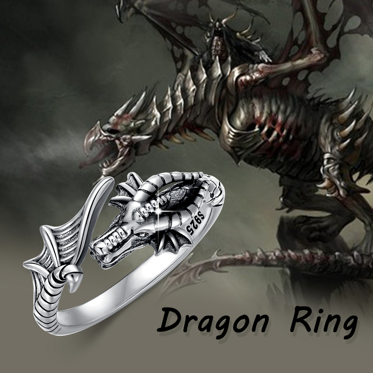 Sterling Silver Dragon Ring-6