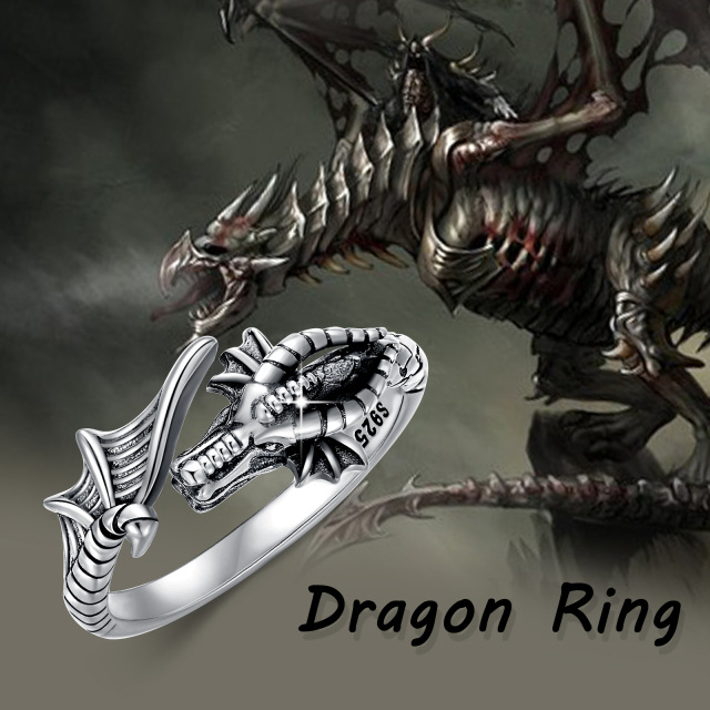 Sterling Silber Drachen Ring-5