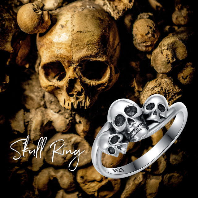 Sterling Silber Totenkopf Ring-5