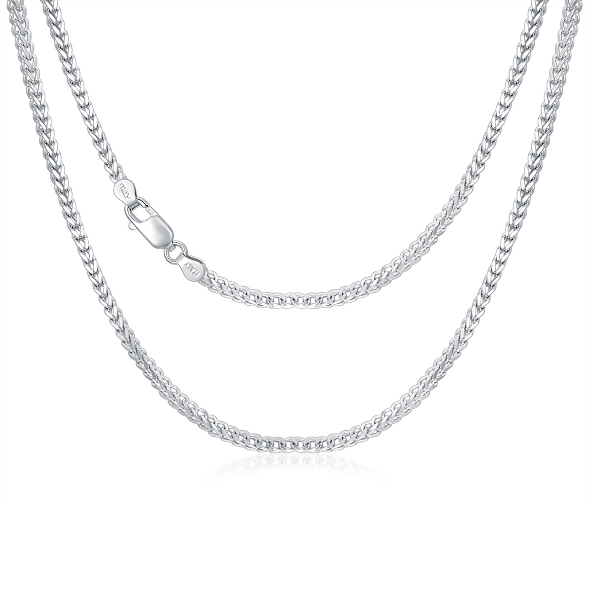 Sterling Silver Wheat Chain Necklace-1