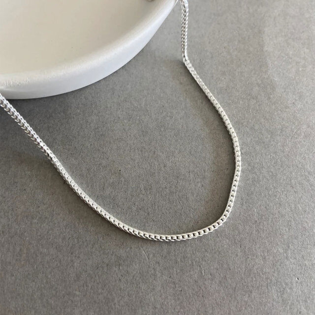 Sterling Silver Wheat Chain Necklace-4