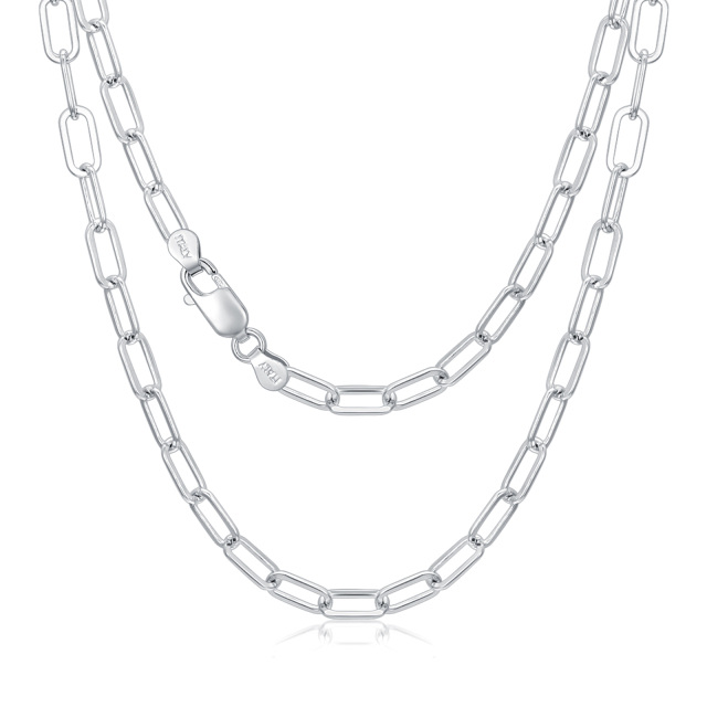 Sterling Silver Paperclip Chain Necklace-0