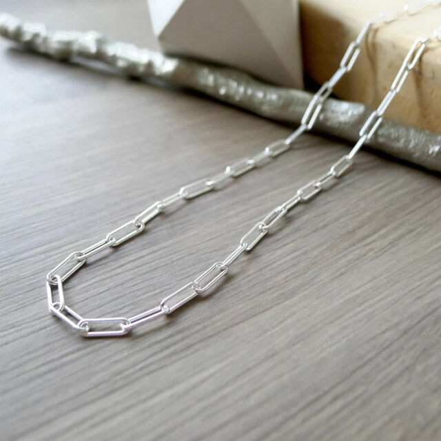 Sterling Silver Paperclip Chain Necklace-4