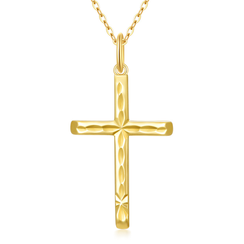9K Gold Cross Pendant Necklace