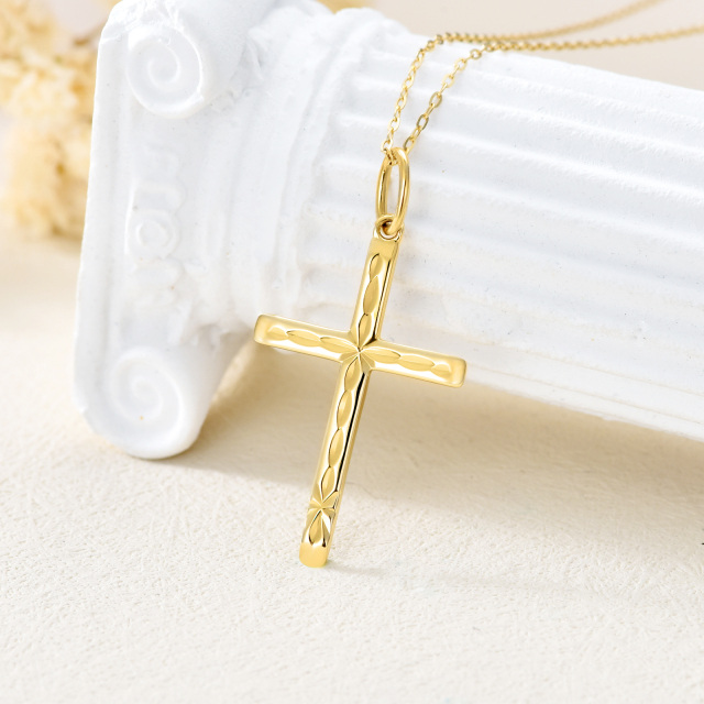 9K Gold Cross Pendant Necklace-2