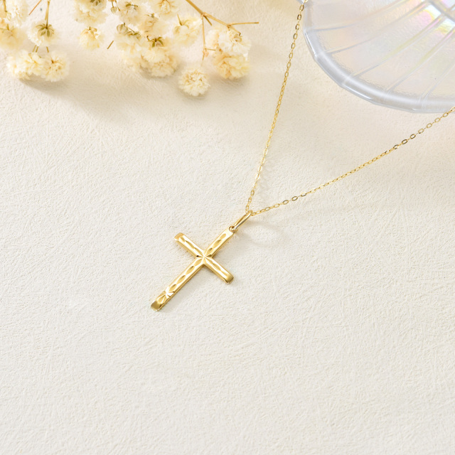 9K Gold Cross Pendant Necklace-3