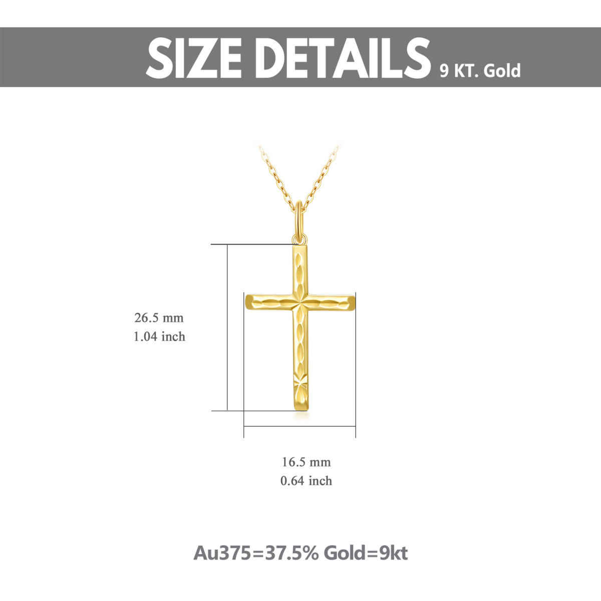 9K Gold Cross Pendant Necklace-5