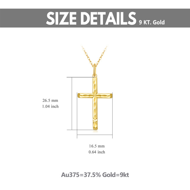 9K Gold Cross Pendant Necklace-4