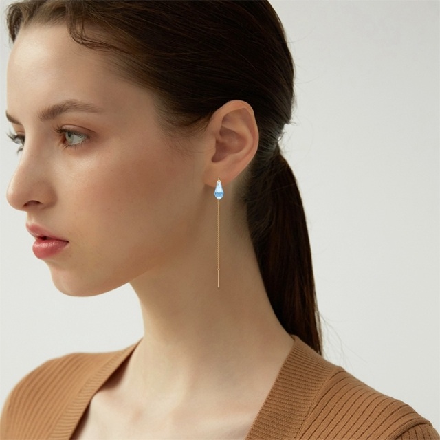 14K Gold Crystal Drop Earrings-1