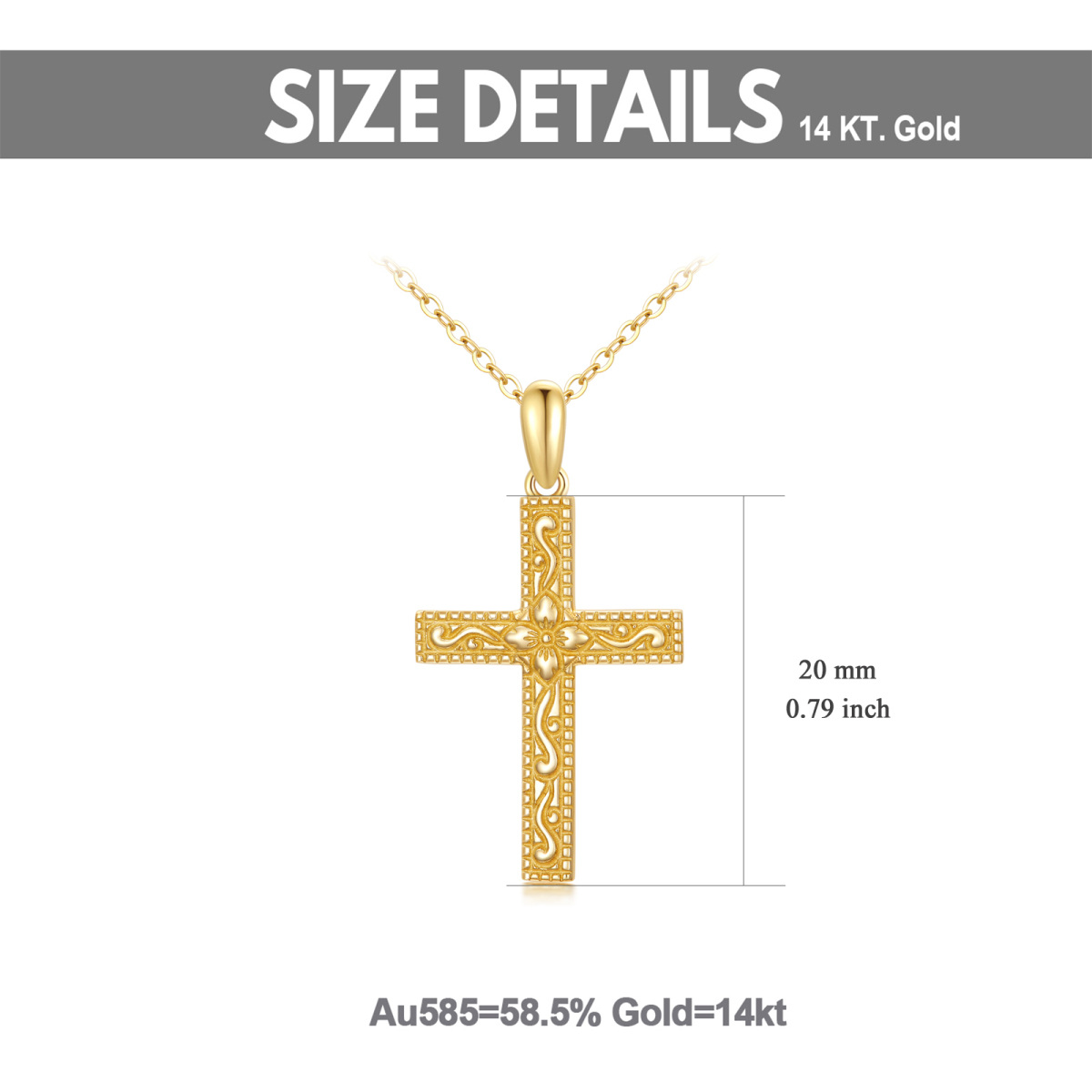 14K Gold Cross Pendant Necklace-5