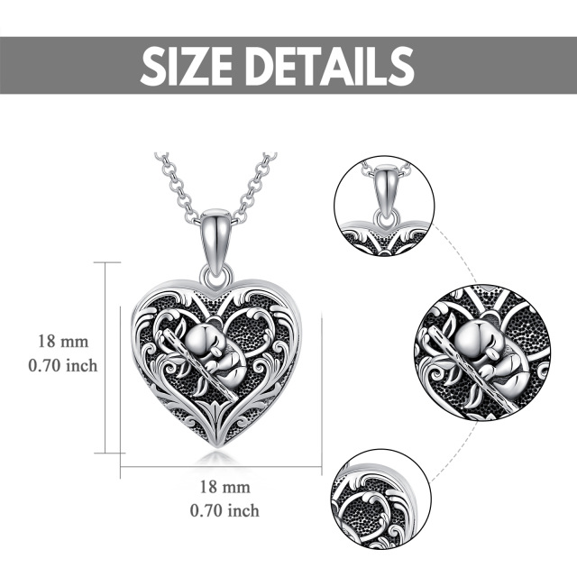 Sterling Silver Koala Heart Personalized Engraving Photo Locket Necklace-6