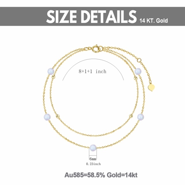 Tornozeleira de opala em camadas de ouro 14K para joias de presentes de aniversário femininos-2