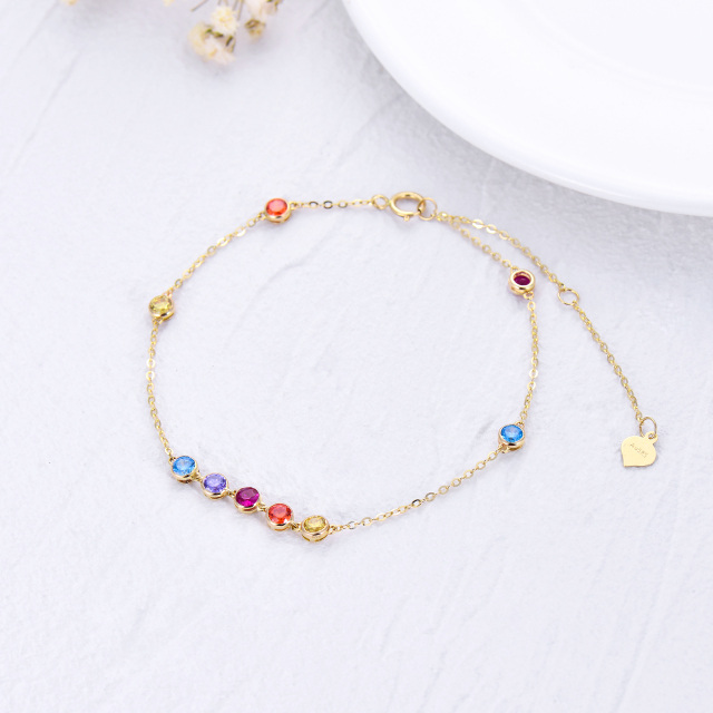 14 Karat Gold, Chakra-Fußkettchen mit Zirkonia, für Frauen, Geburtstagsgeschenke, Schmuck-2