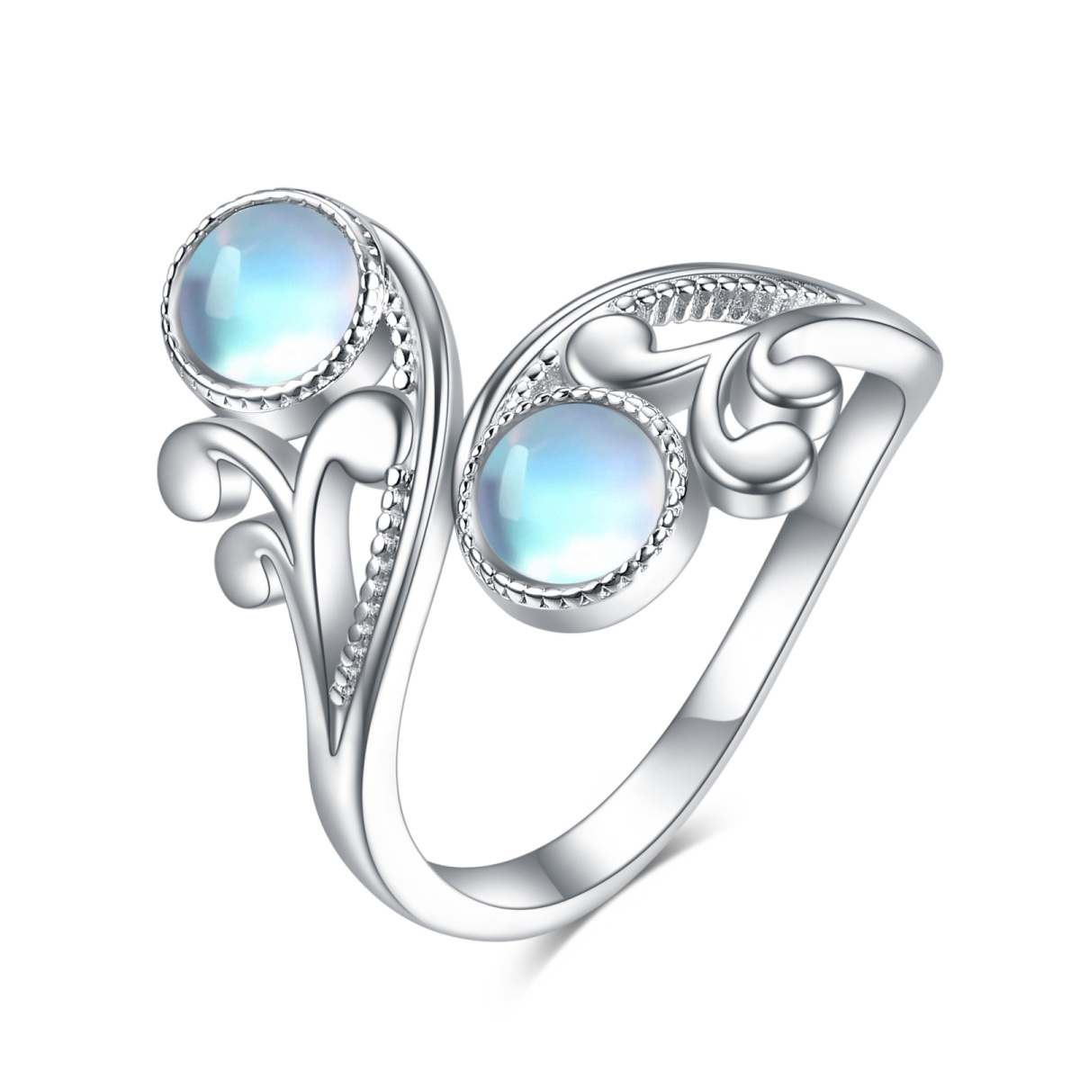 Sterling Silver Round Moonstone Round/Spherical Ring-1