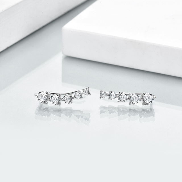 Boucles d'oreilles en argent sterling en forme de cœur avec zircon cubique-2