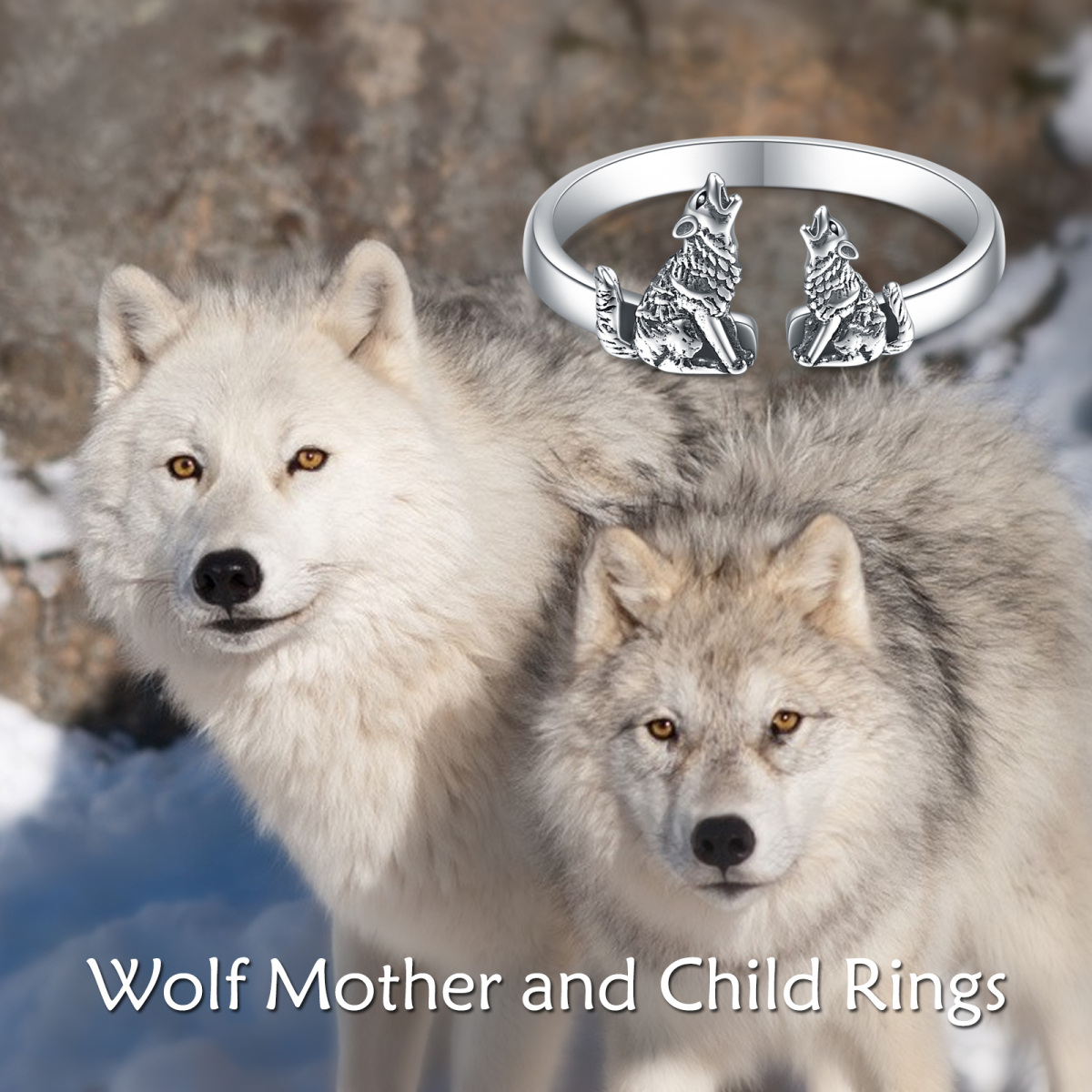 Sterling Silver Wolf Open Ring-5