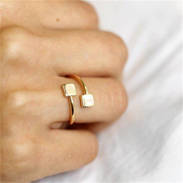 Sterling zilver met geelgoud verguld Gepersonaliseerde eerste letter open ring-2