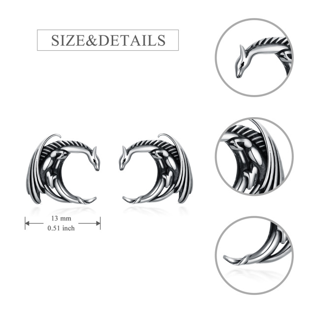 Sterling Silver Dragon Stud Earrings-6