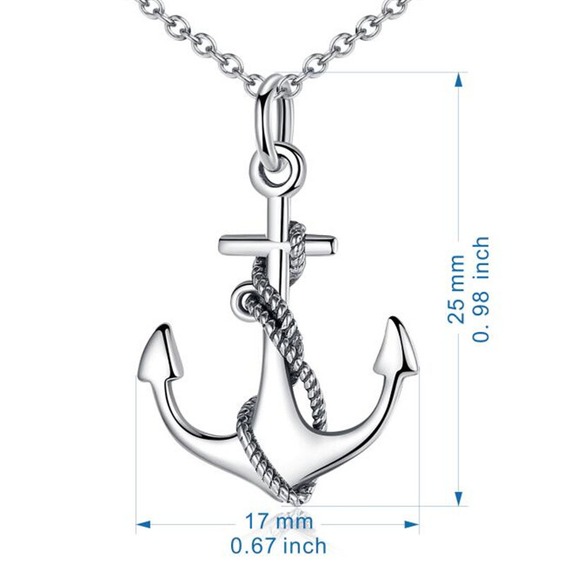 Sterling Silver Anchor Pendant Necklace-6