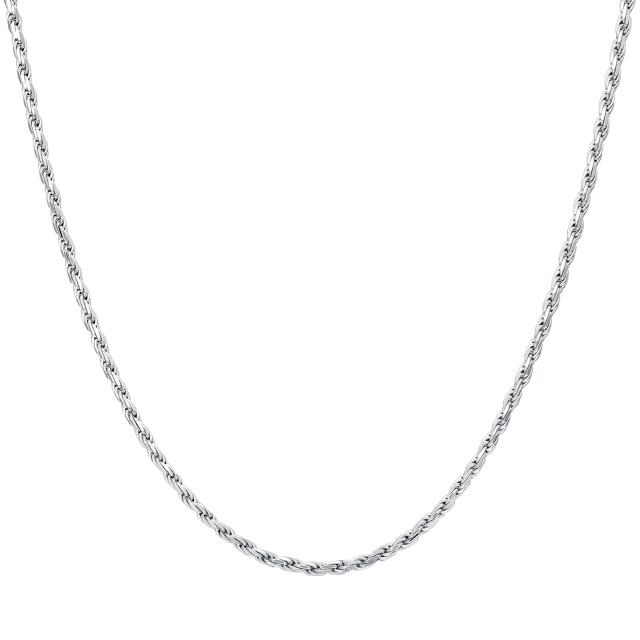 Sterling Silver Rope Chain Necklace-0