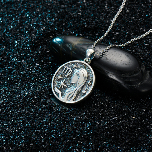 Sterling Silver Virgo Pendant Necklace for Men-4
