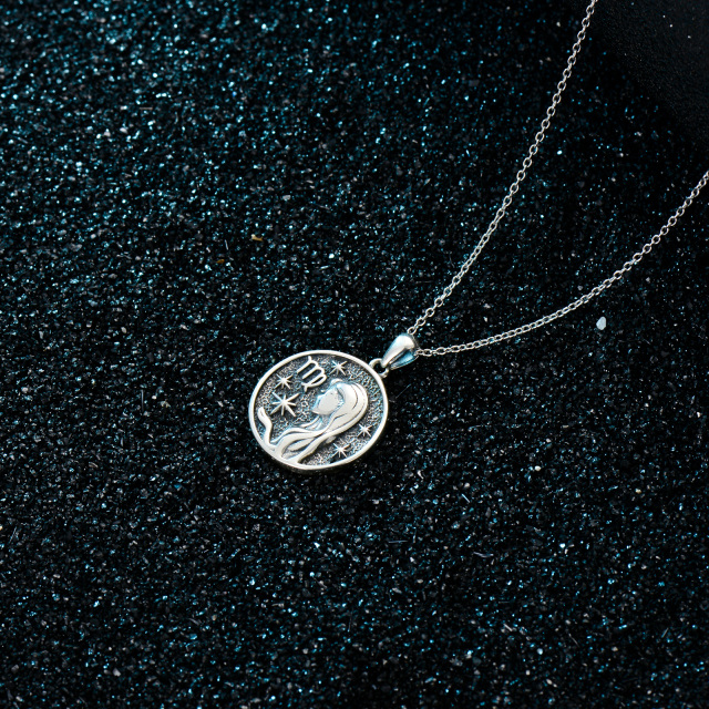 Sterling Silver Virgo Pendant Necklace for Men-5