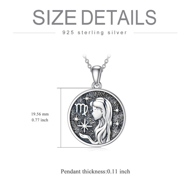 Sterling Silver Virgo Pendant Necklace for Men-6