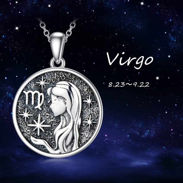 Sterling Silver Virgo Pendant Necklace for Men-3